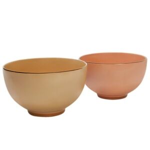 Chic & Tonic Tooti Frooti Large Nesting Bowl set Elegant Tan Peach Ceramic Bowls
